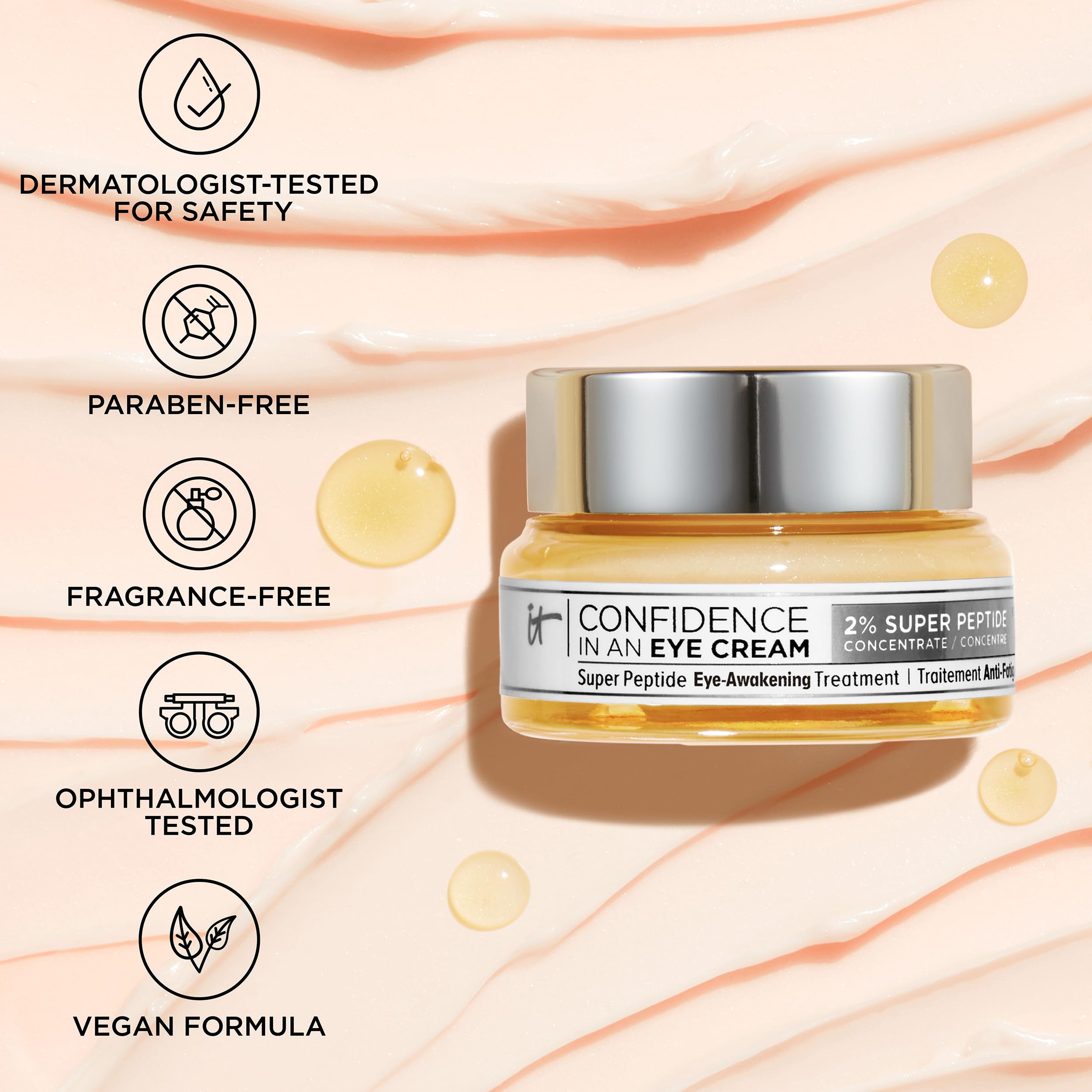 IT Cosmetics Confidence in an Eye Cream vegan formula delivers lightweight hydration.