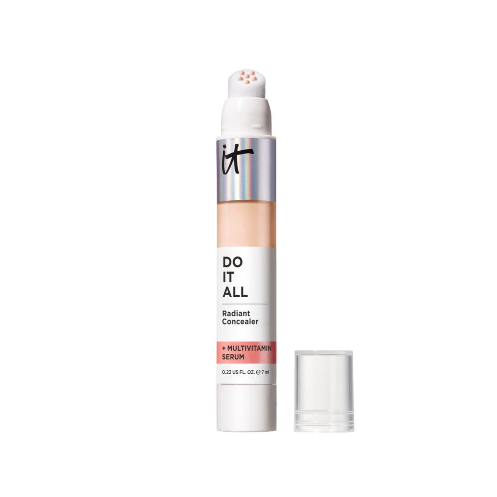 IT Cosmetics Do It All Radiant Concealer bottle close-up with silky texture and radiant finish.