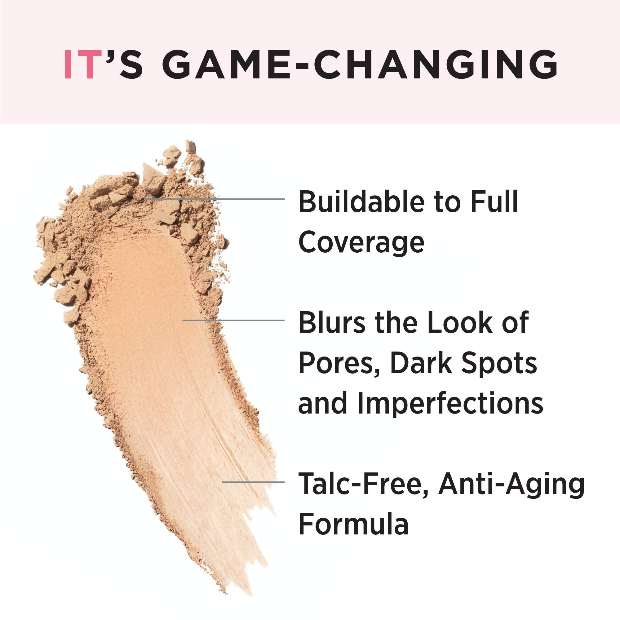 IT Cosmetics CC+ powder camouflages dark spots with optical blurring pigments.