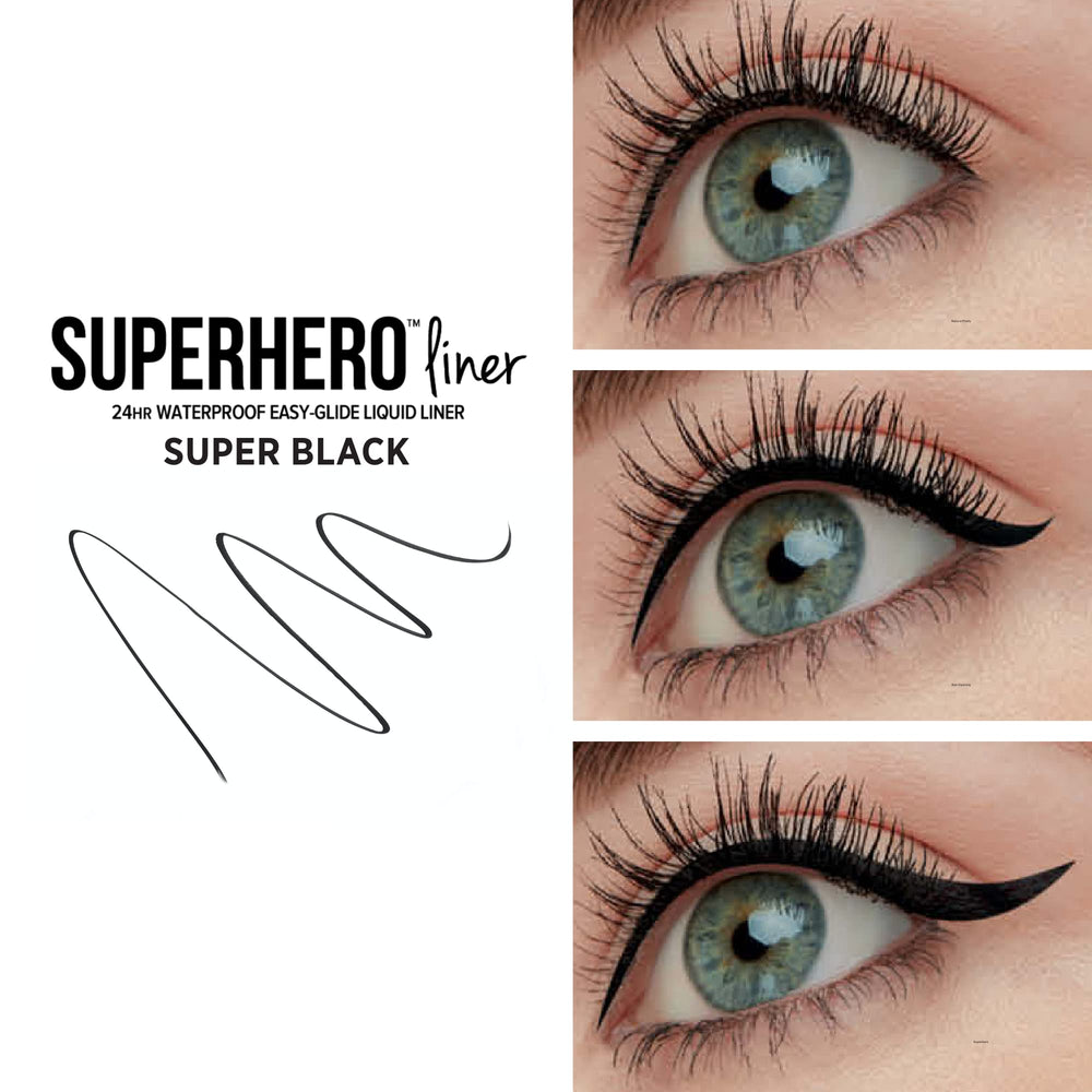 IT Cosmetics Superhero delineador líquido con pigmento Triple Black para color negro intenso.