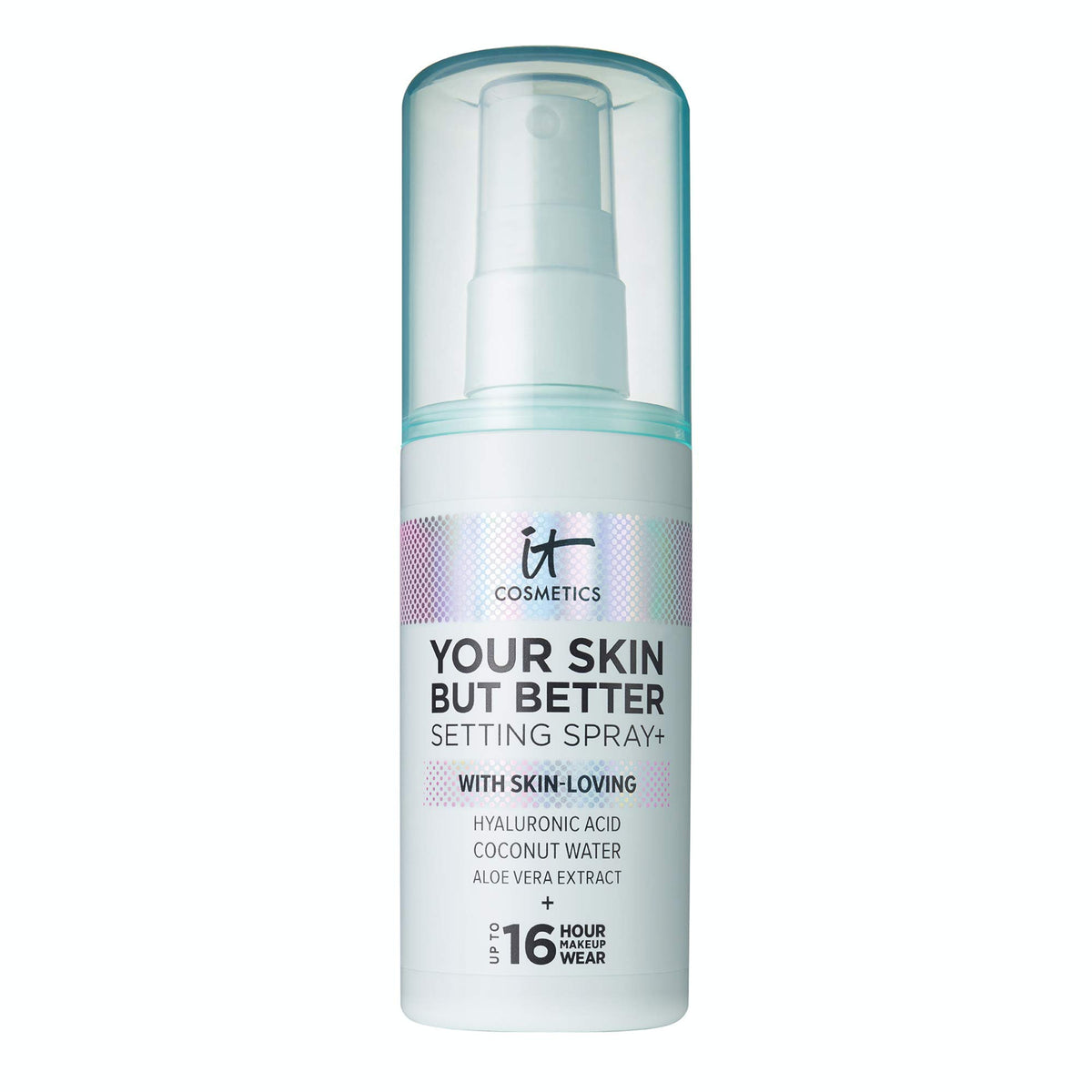 IT Cosmetics Your Skin But Better Setting Spray+ bottle for long-lasting makeup hold.