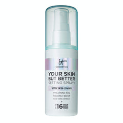 IT Cosmetics Your Skin But Better Setting Spray+ bottle for long-lasting makeup hold.