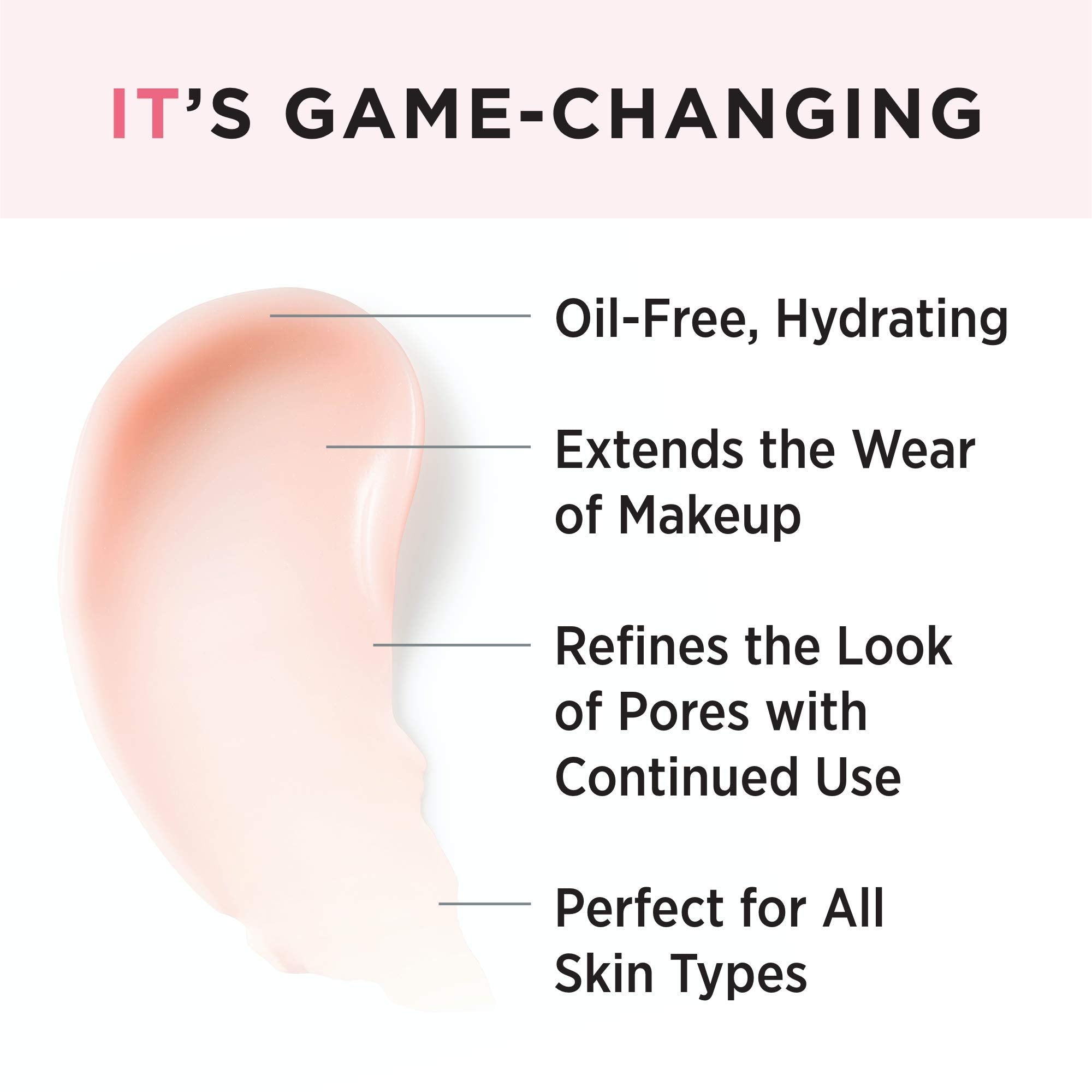 IT Cosmetics Your Skin But Better Primer+ pump dispenser for easy application