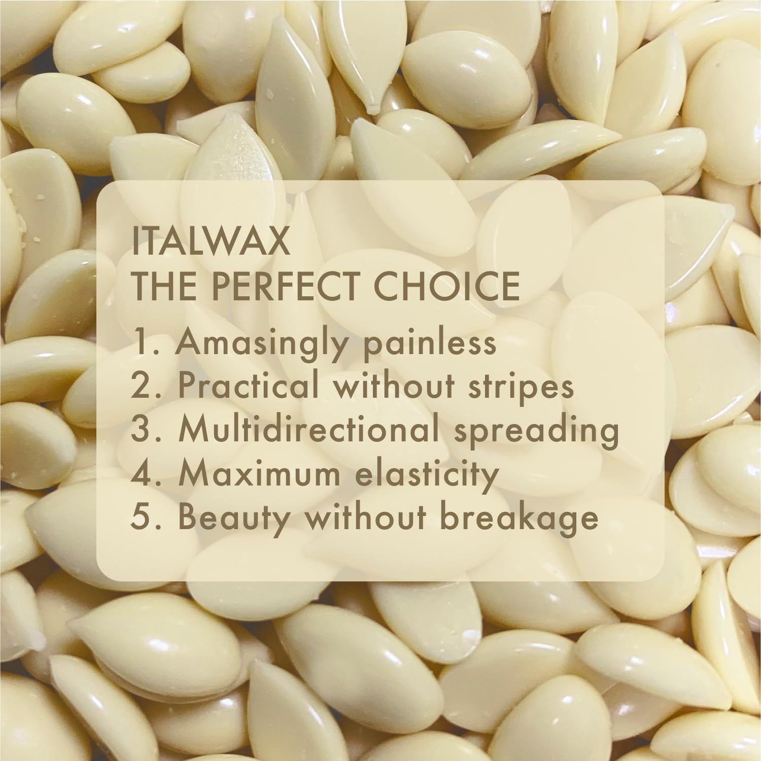 Italwax beads used on armpits for smooth results.