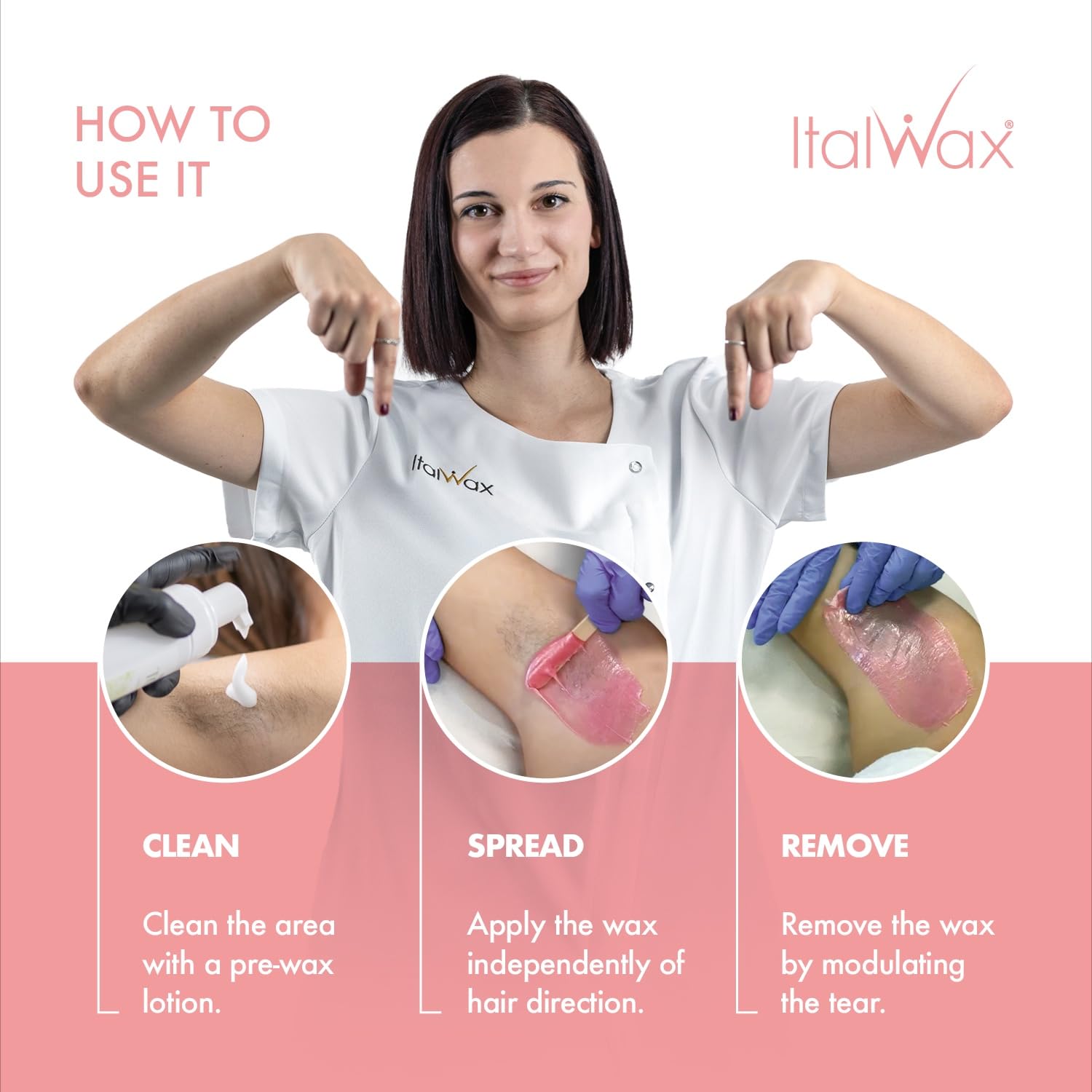 Italwax made in Italy ensures consistent professional quality for salon use.