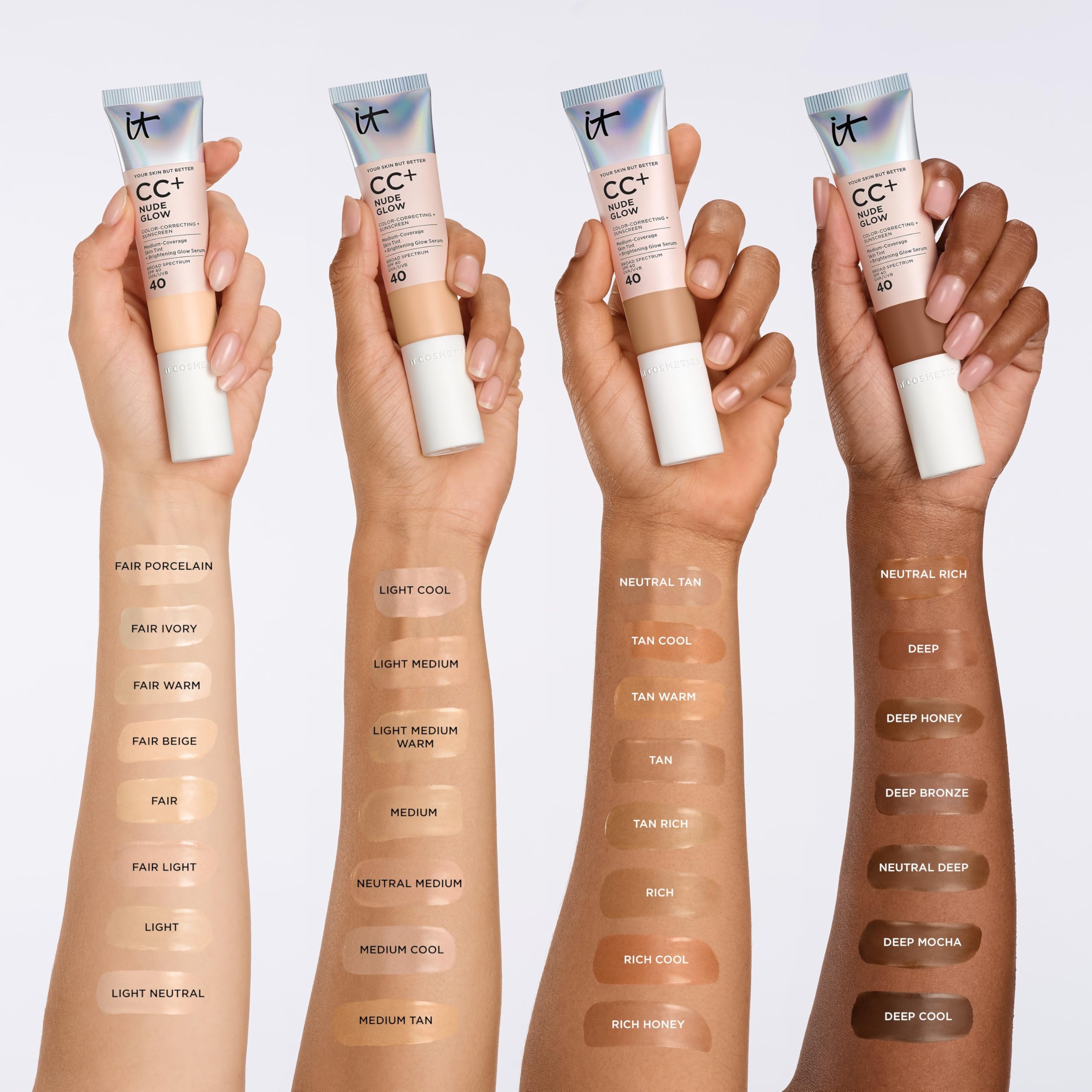 Product packaging of CC+ Nude Glow emphasizes premium design and portability
