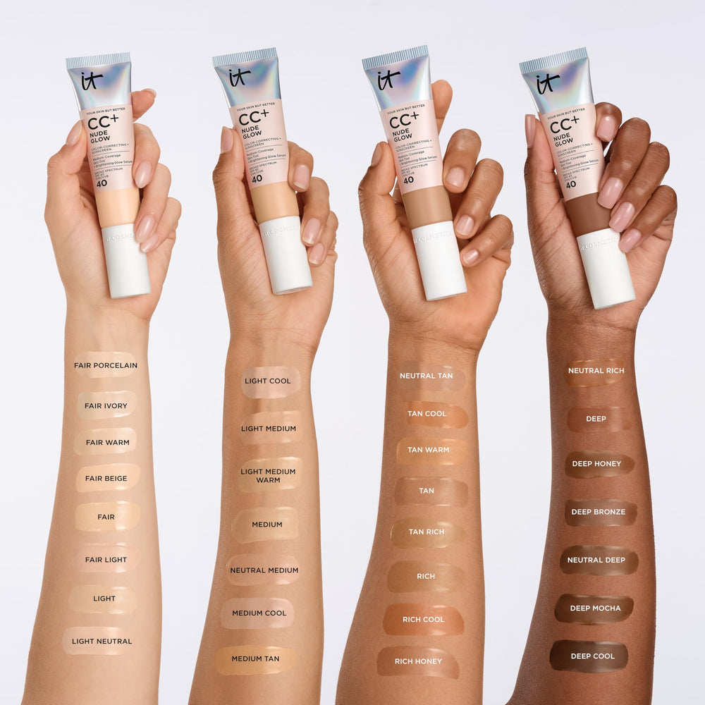 Product packaging of CC+ Nude Glow emphasizes premium design and portability