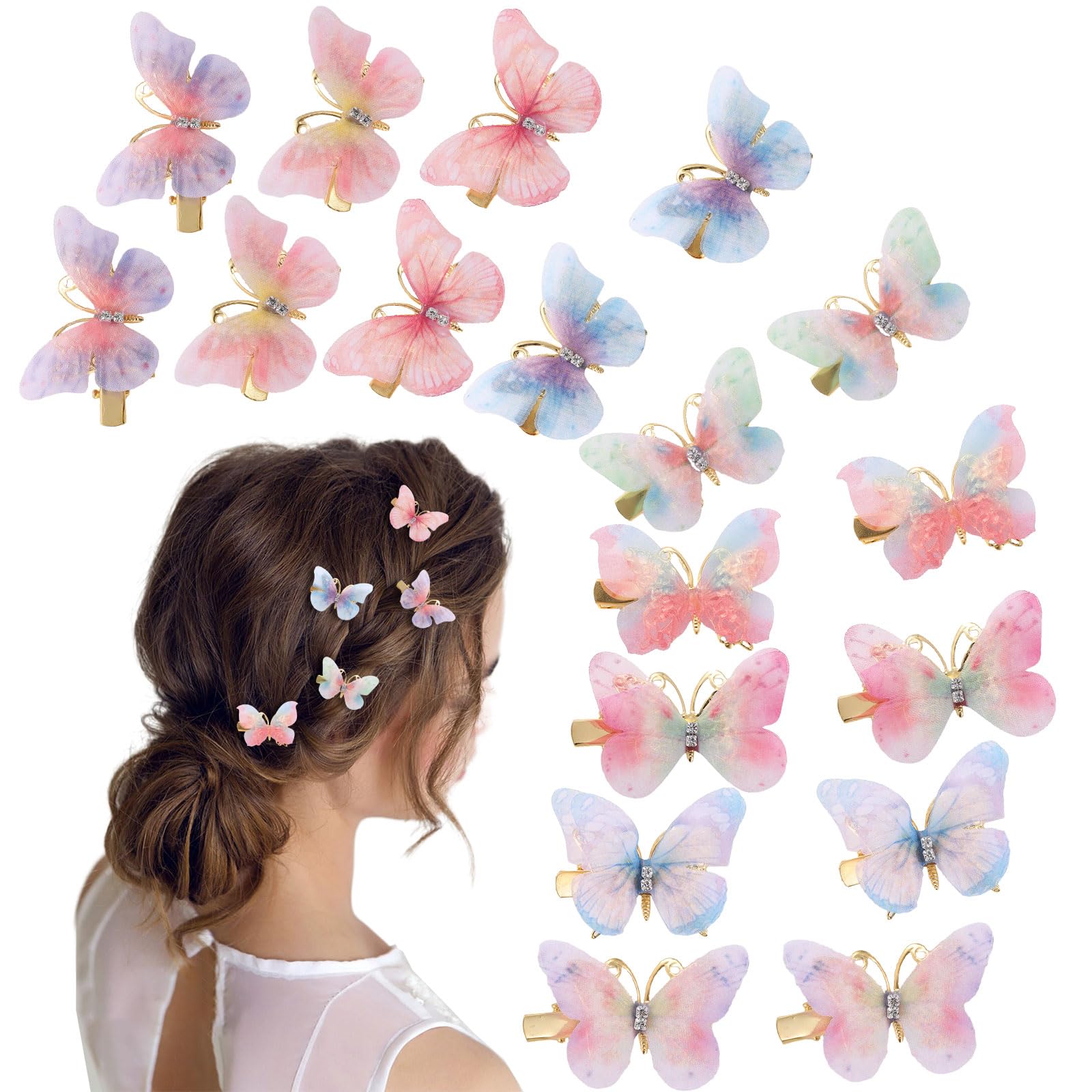ITingstere rhinestone butterfly hair clips add subtle daily sparkle