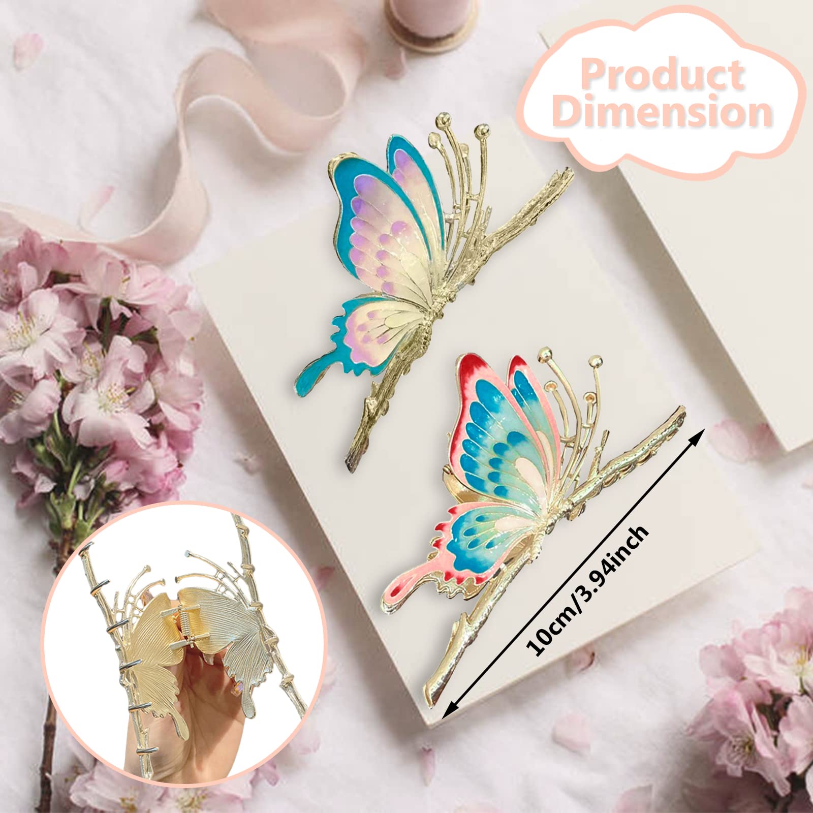 ITingstere butterfly hair clip worn in hair for secure hold.