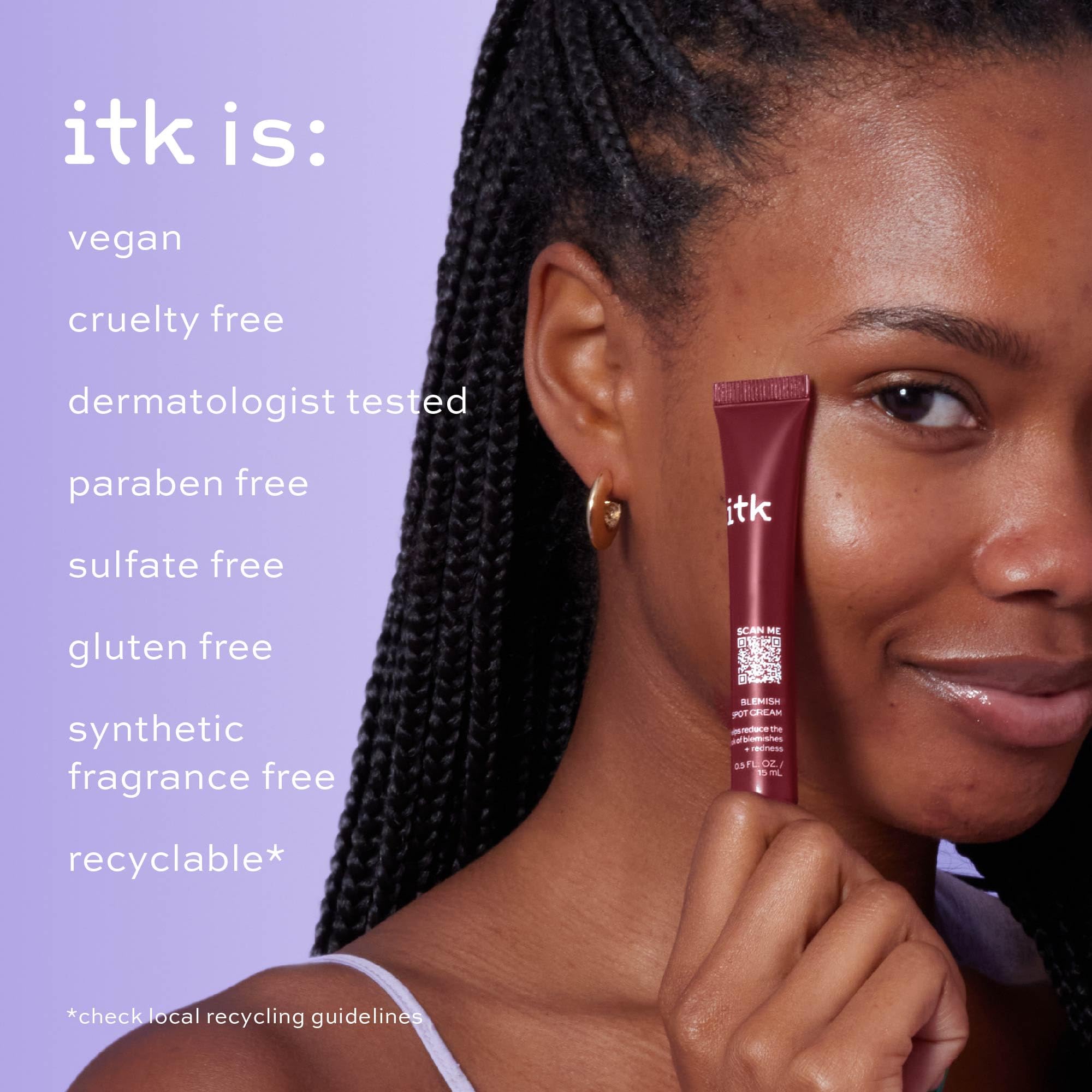 Ingrediente ácido salicílico de ITK Skincare desobstruye poros.