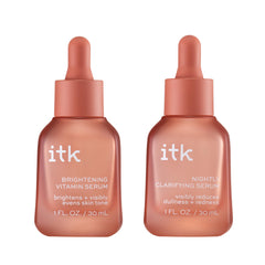 ITK vitamin C with niacinamide serum close-up highlighting brighten potential for dark spots.