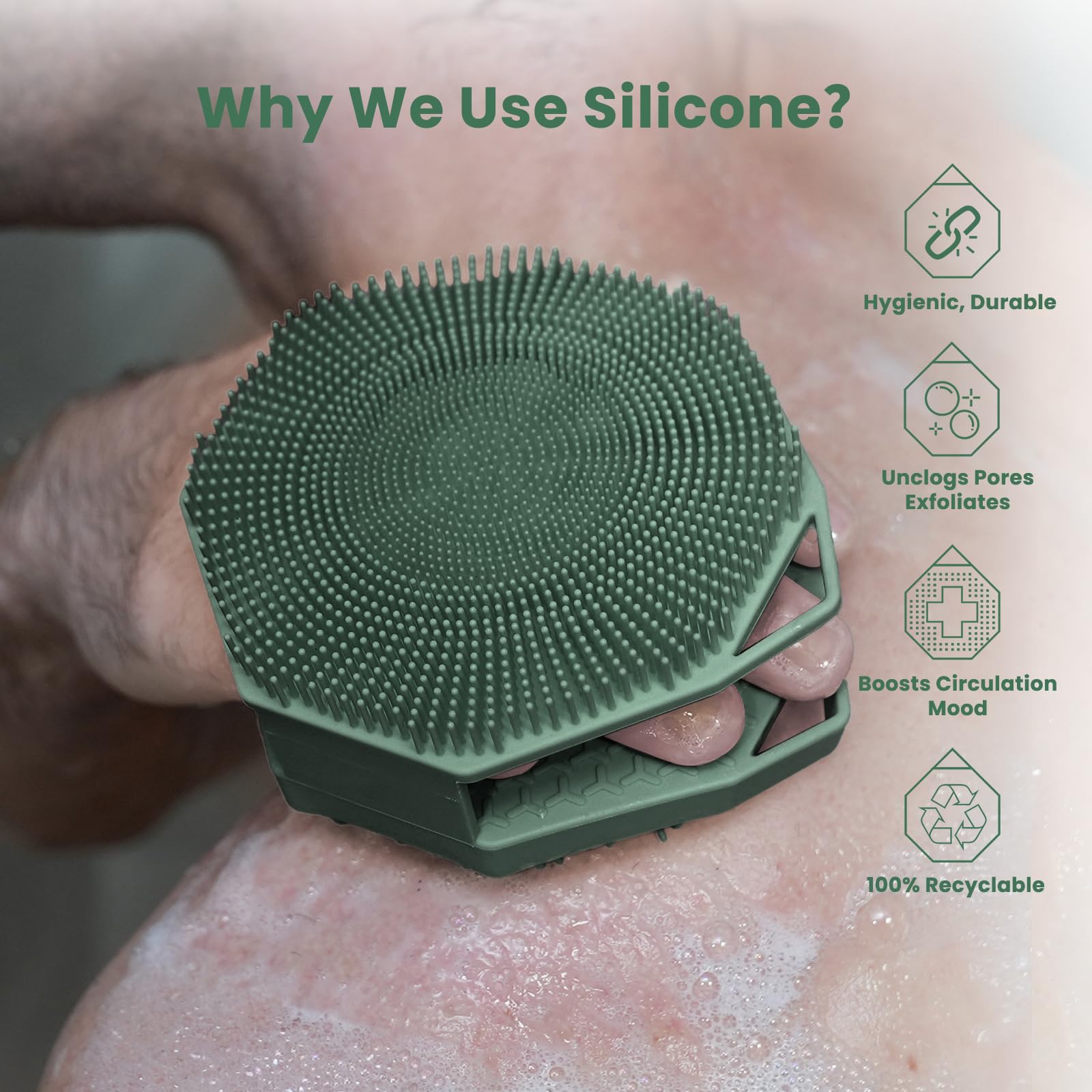 iTokGok cerdas finas de silicona para piel sensible y exfoliación suave.