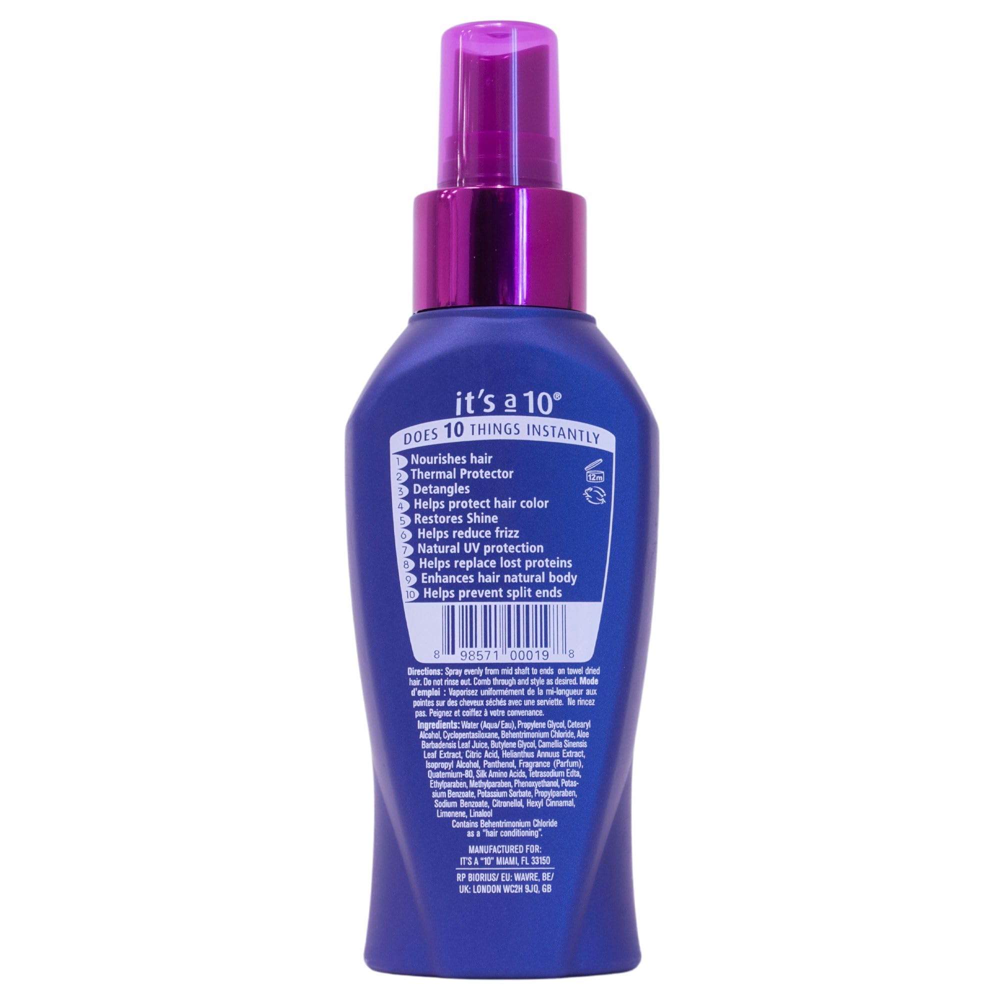 It's a 10 Miracle Leave-In bottle dispense aids detangling and adds shine.