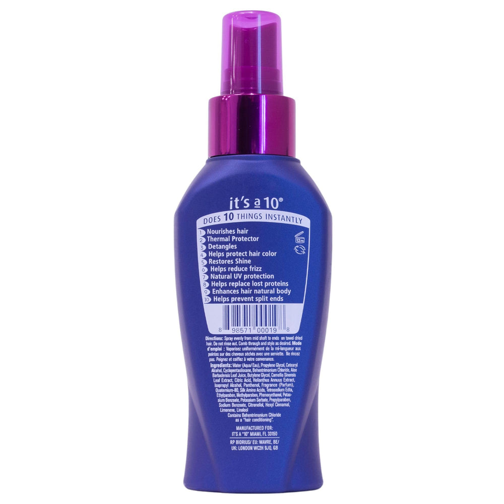 It's a 10 Miracle Leave-In bottle dispense aids detangling and adds shine.