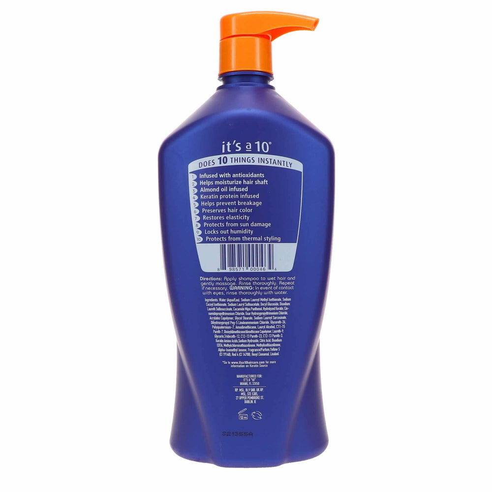 It's 10 Haircare Miracle Shampoo bottle pour designed for hydration