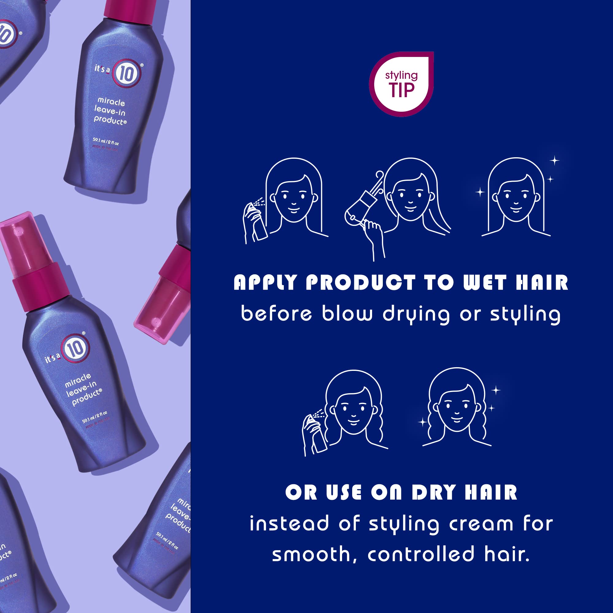 It's a 10 Haircare Milagro sin enjuague, textura ligera para deslizamiento sin peso.