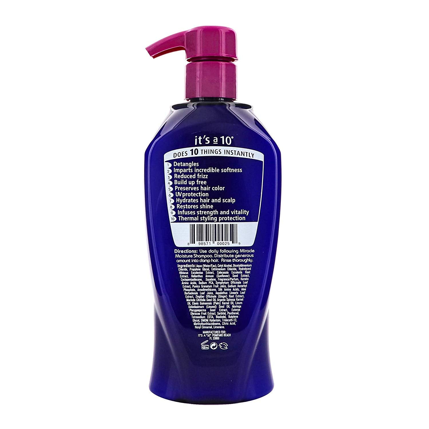 It's a 10 Haircare Miracle Daily Conditioner, etiqueta muestra Vitamina C para defensa del cabello