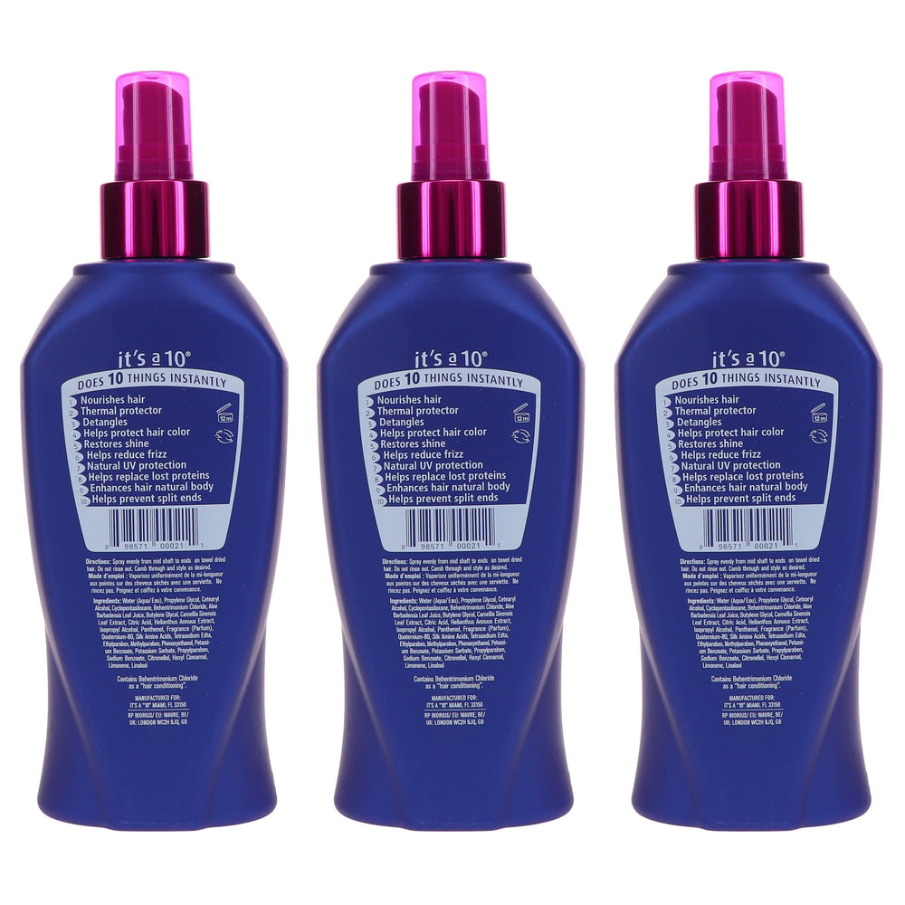 It's a 10 Miracle Leave-In bottle back detailing use directions and key ingredients.