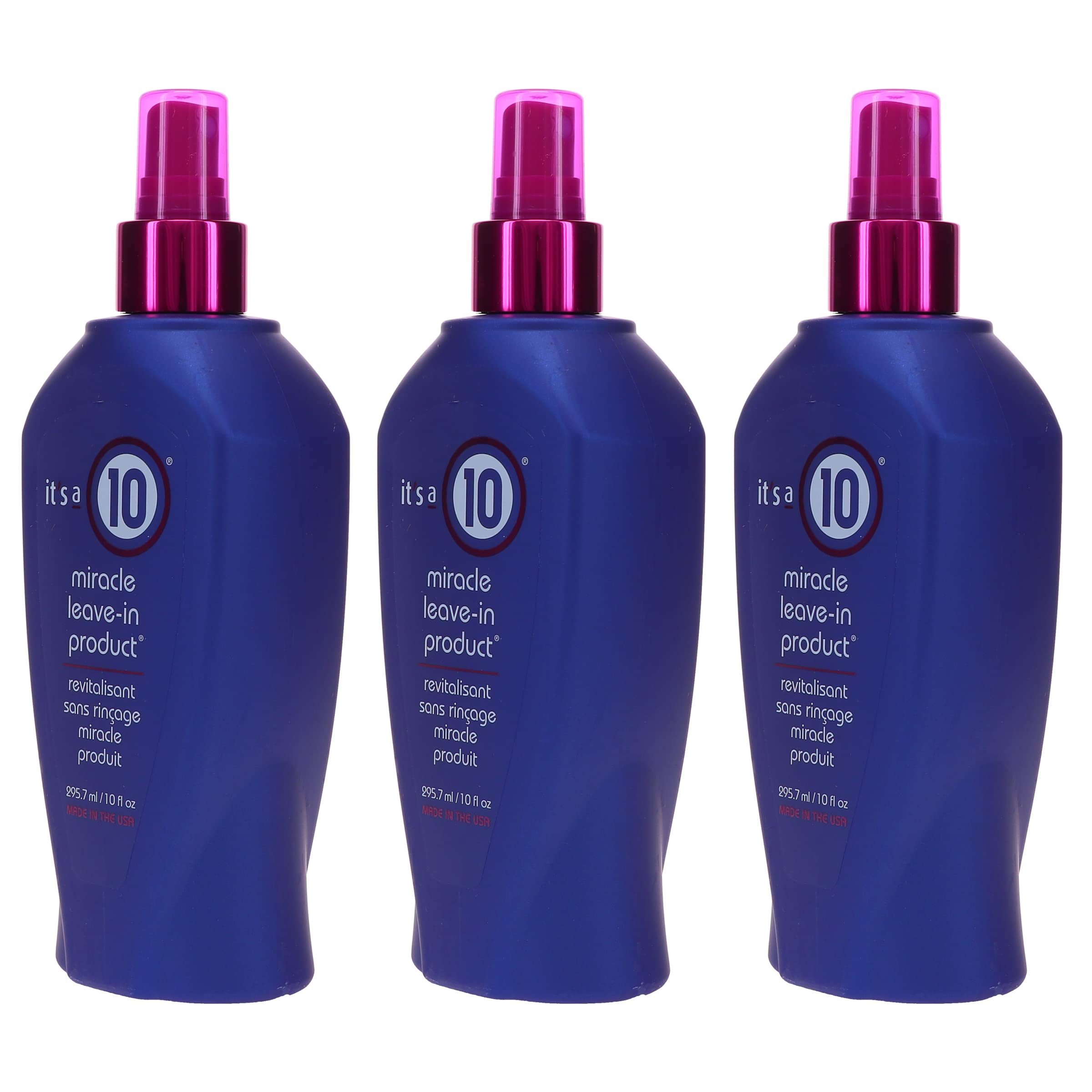 It's a 10 Miracle Leave-In bottle label closeup highlighting color protection and frizz control.