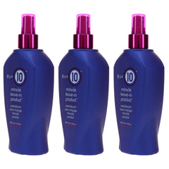 It's a 10 Miracle Leave-In bottle label closeup highlighting color protection and frizz control.