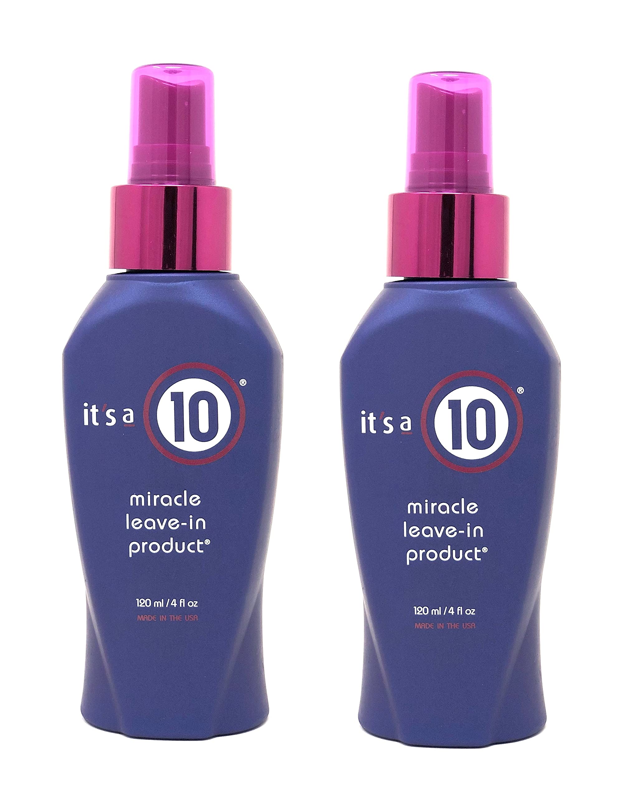 It's a 10 Miracle Leave-In bottle pouring, promotes detangling and frizz control