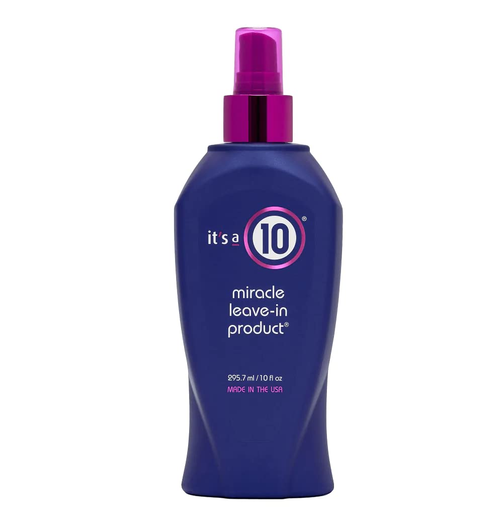 It's a 10 Miracle Leave-In bottle pour boosts shine and frizz control.