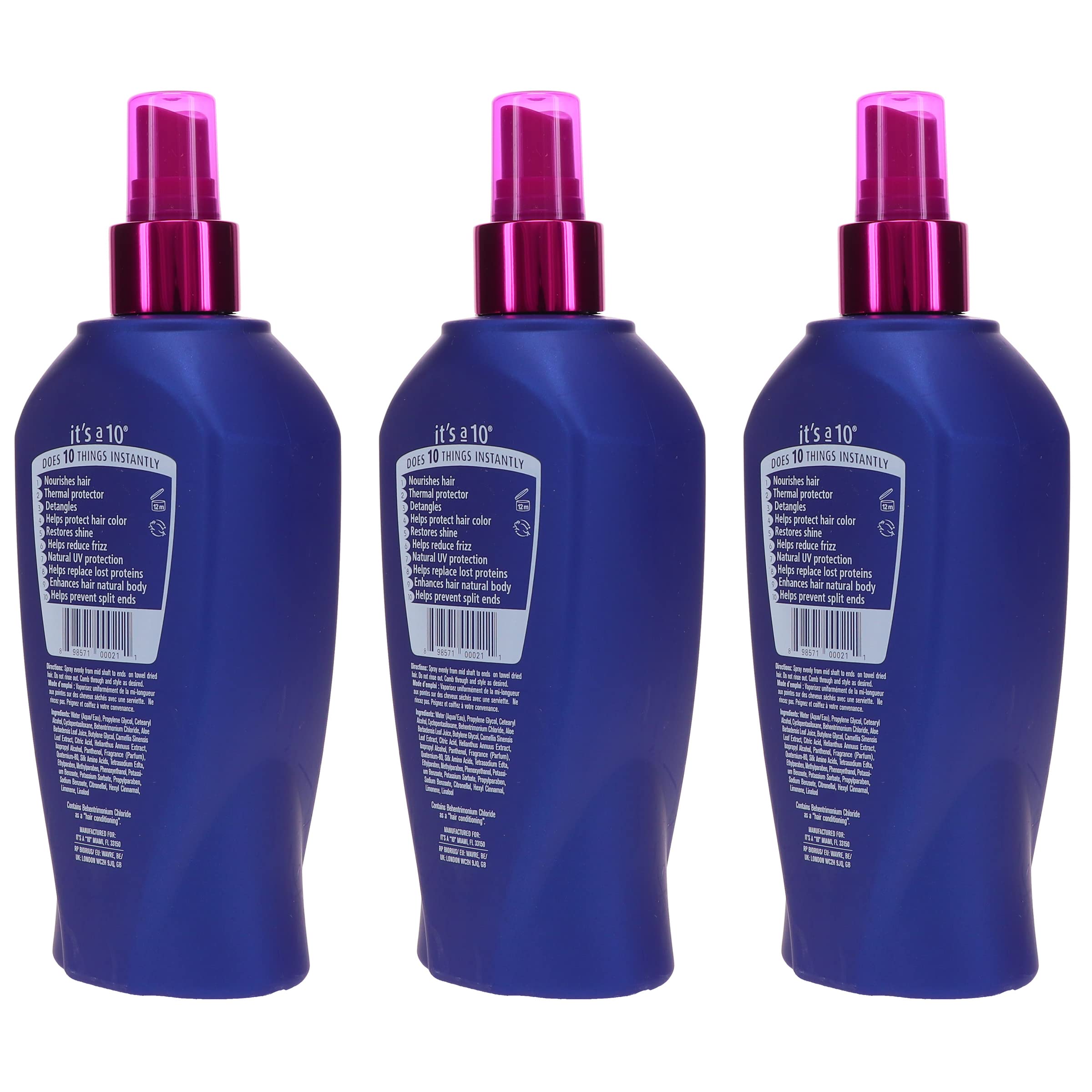 It's a 10 Miracle Leave-In bottle top closeup emphasizing secure cap and spill prevention.
