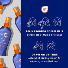 Close-up of It's A 10 Miracle Leave-In Keratin texture absorbing into damp hair.