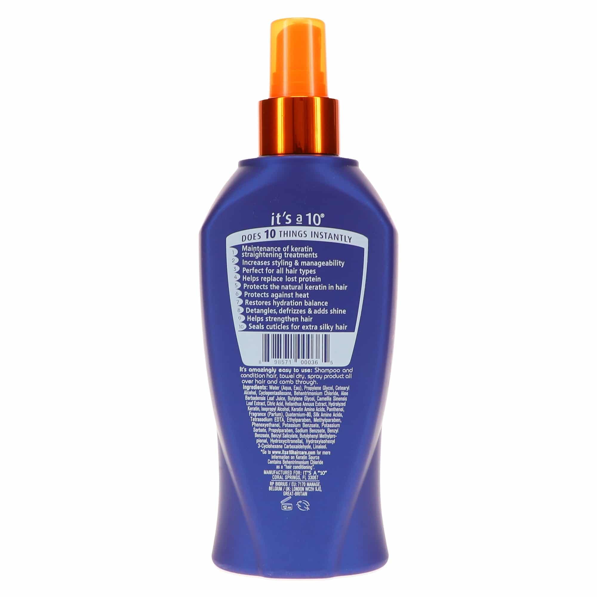 It's a 10 Miracle Leave-In Plus Keratin Spray pack of 2, ideal for multi-day routines.