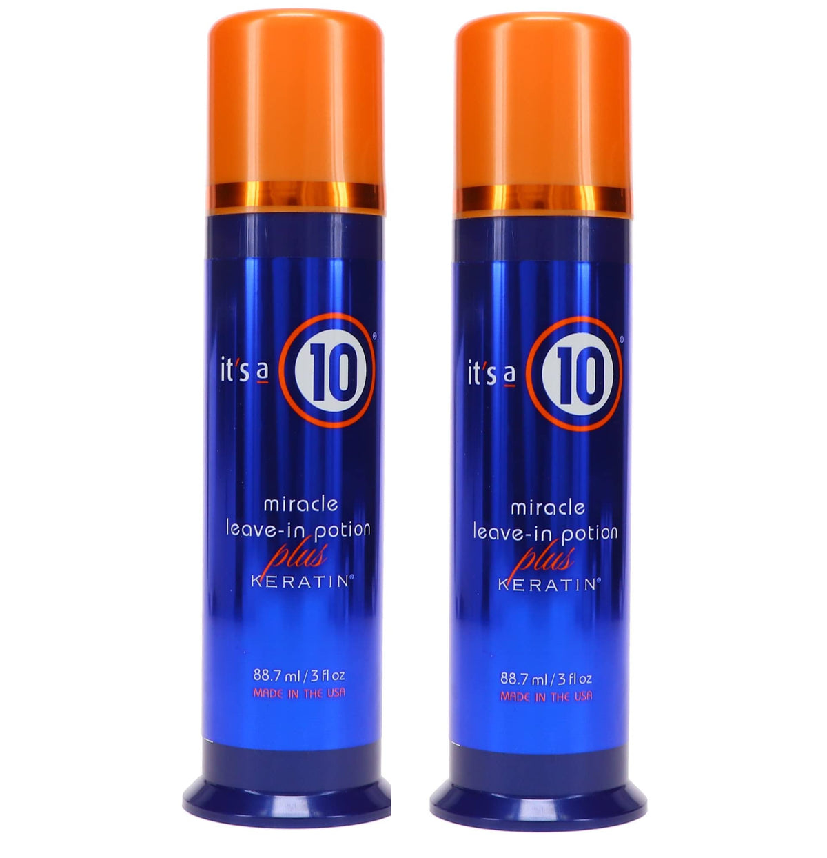 It's a 10 Miracle Leave-In Potion Plus Keratin bottle front with frizz control and daily moisture.