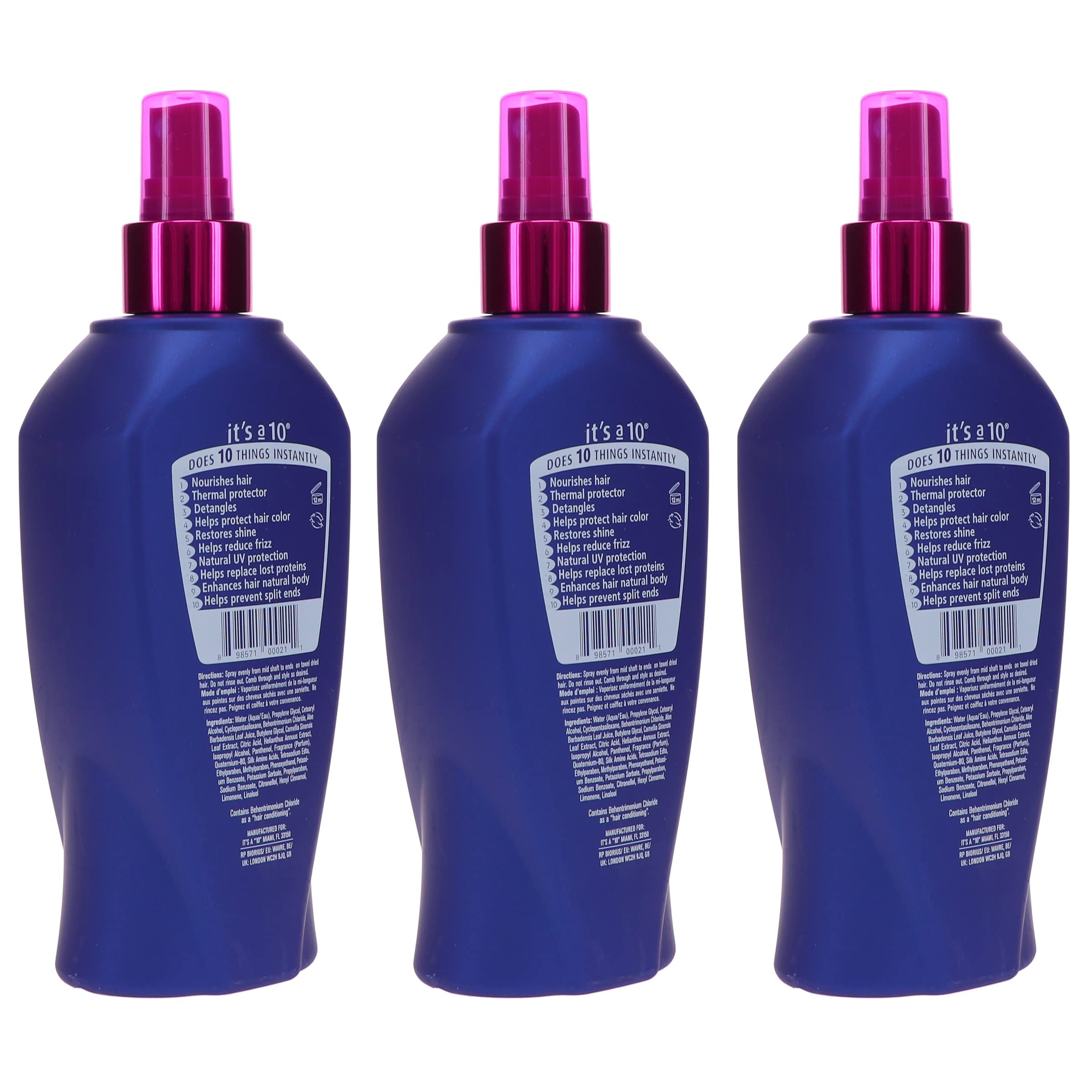 It's a 10 Miracle Leave-In pump dispense shown for easy, even application.