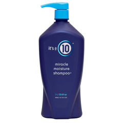 It's a 10 Haircare Miracle Moisture Shampoo bottle pour delivers gentle cleansing while preserving natural oils.