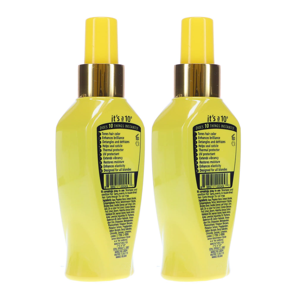Its A 10 Miracle Leave-In for Blondes packaging back view displays 2-pack