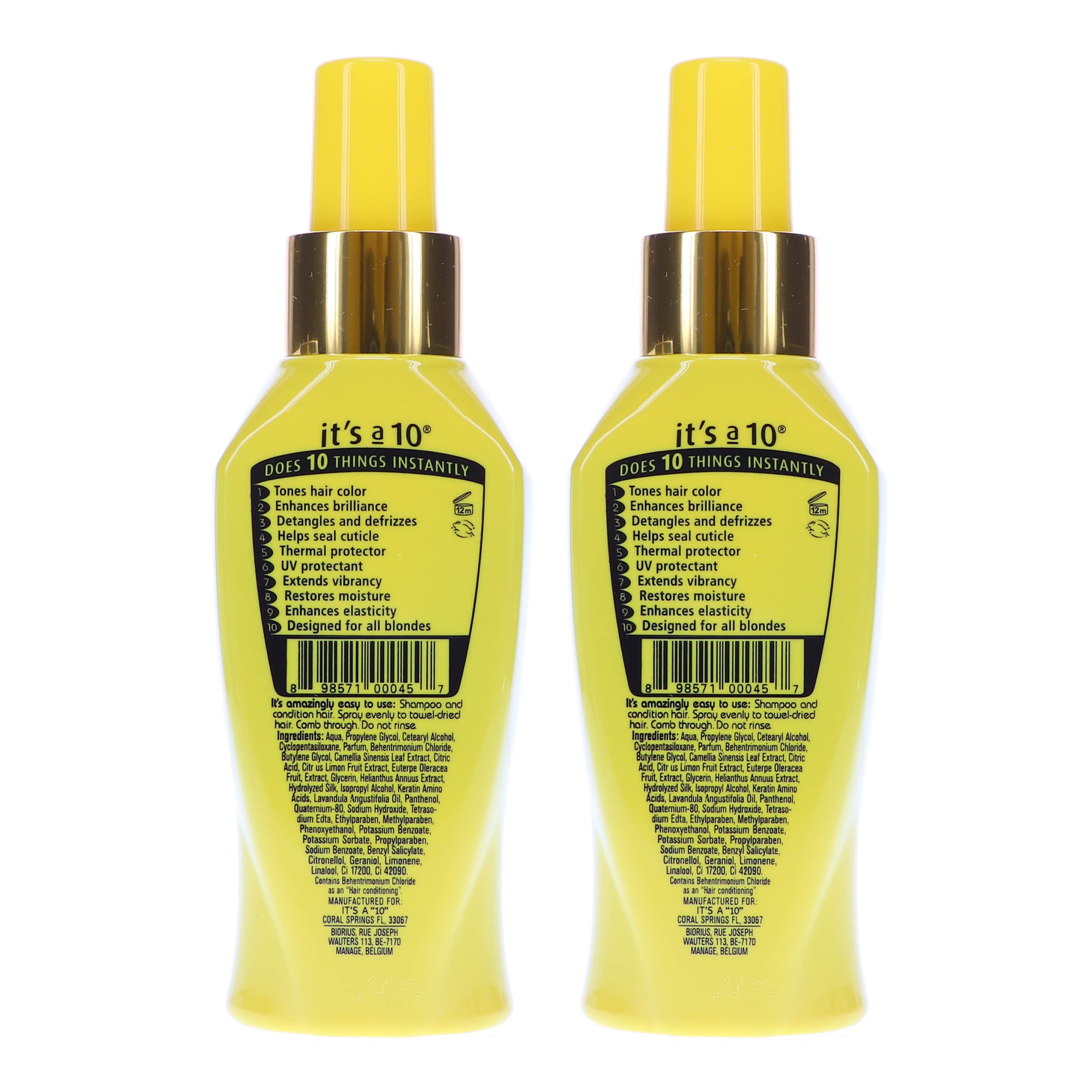 Its A 10 Miracle Leave-In for Blondes pump top bottle ready for easy dispensing
