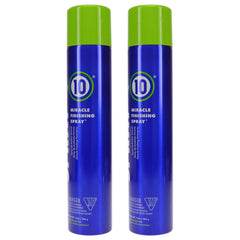 Its a 10 Miracle Finishing Spray 2-pack closeup highlighting the convenient dual-pack for styling.