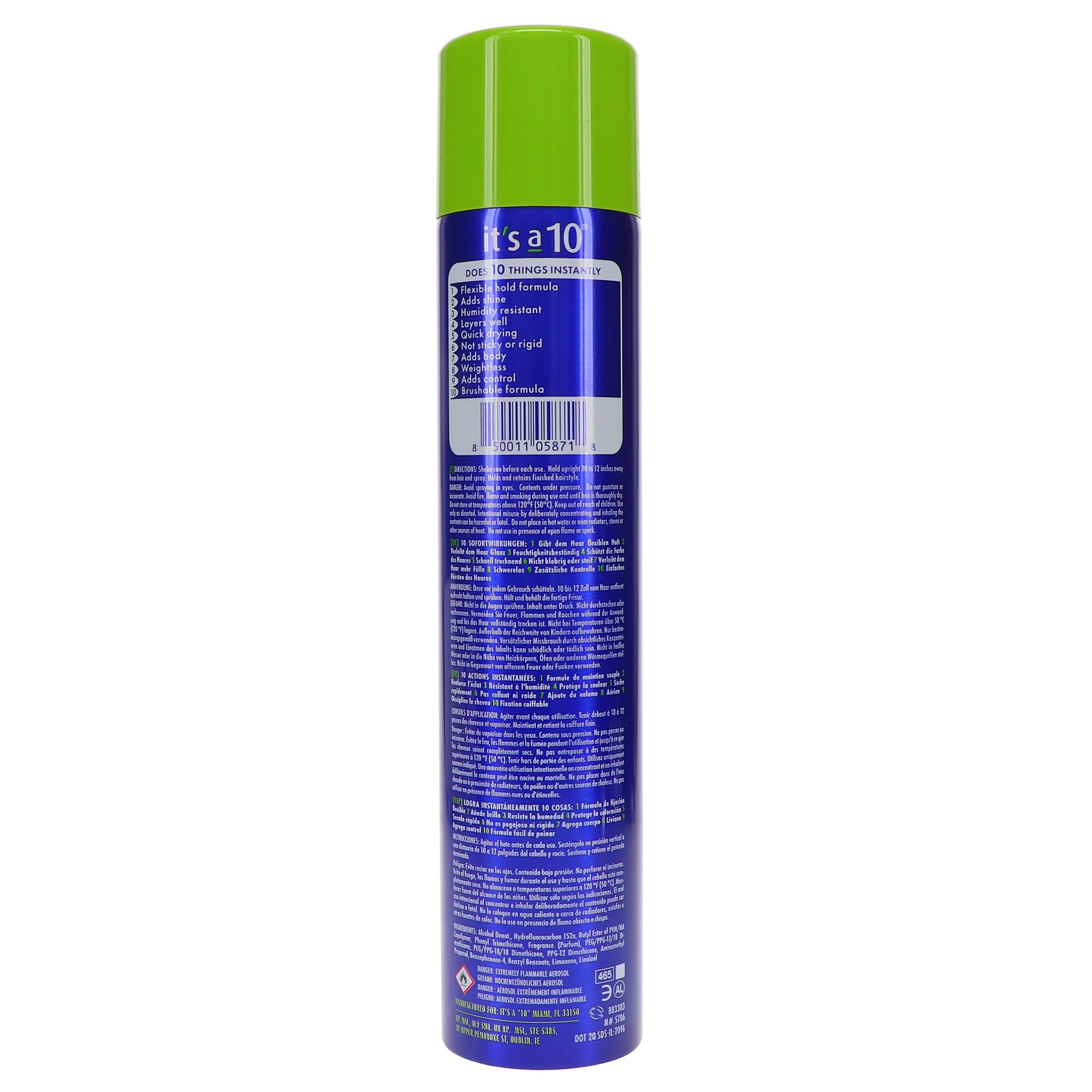Its a 10 Miracle Finishing Spray provides flexible hold for adaptable styles.