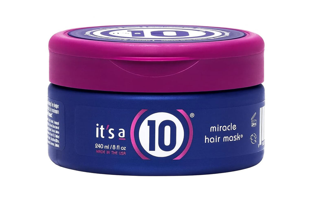 It's A 10 Miracle Hair Mask 8oz bottle promotes detangling and moisture.