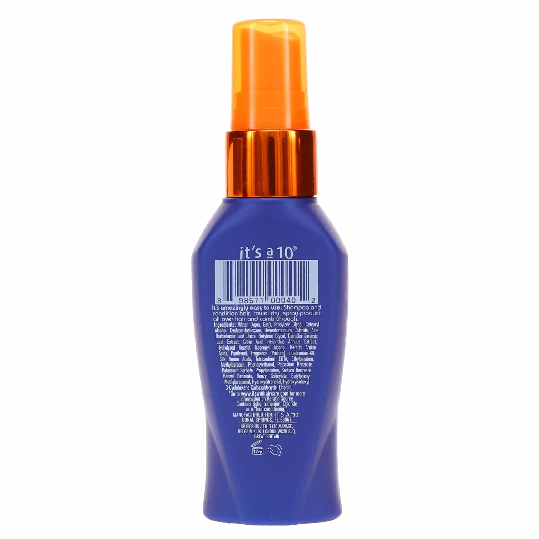 Its A 10 Miracle Leave-In Plus Keratin, aplicacion suave para cabello manejable y brillante.