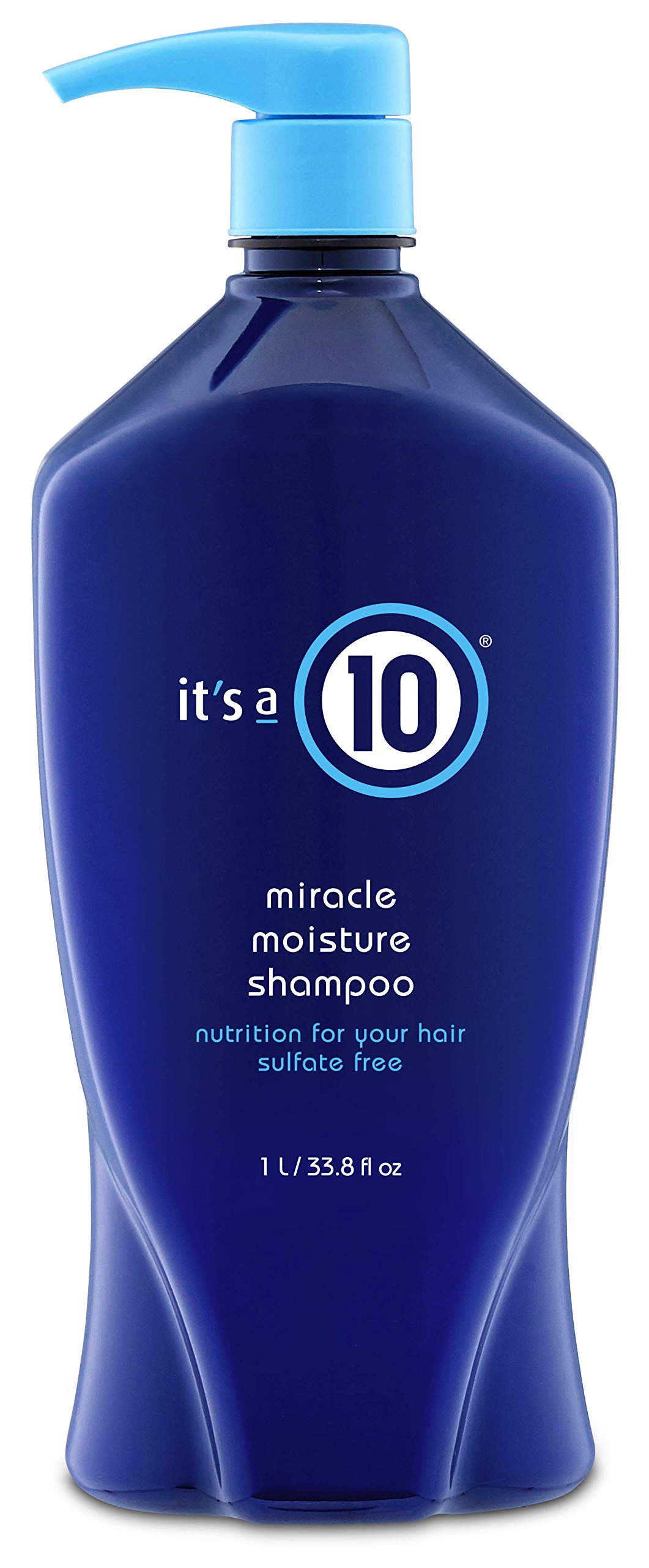 It's A 10 Miracle Moisture Conditioner bottle closeup highlighting moisture and manageability.