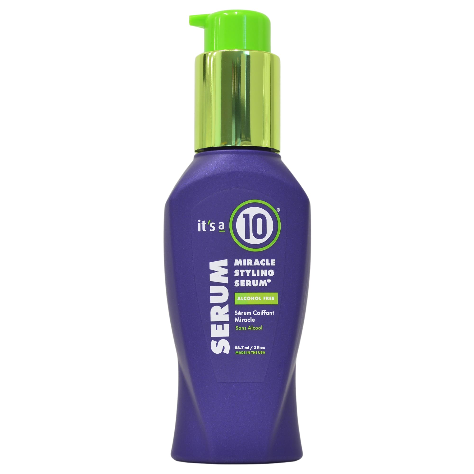 Miracle Serum de Its A 10: botella elegante para uso diario y brillo natural.