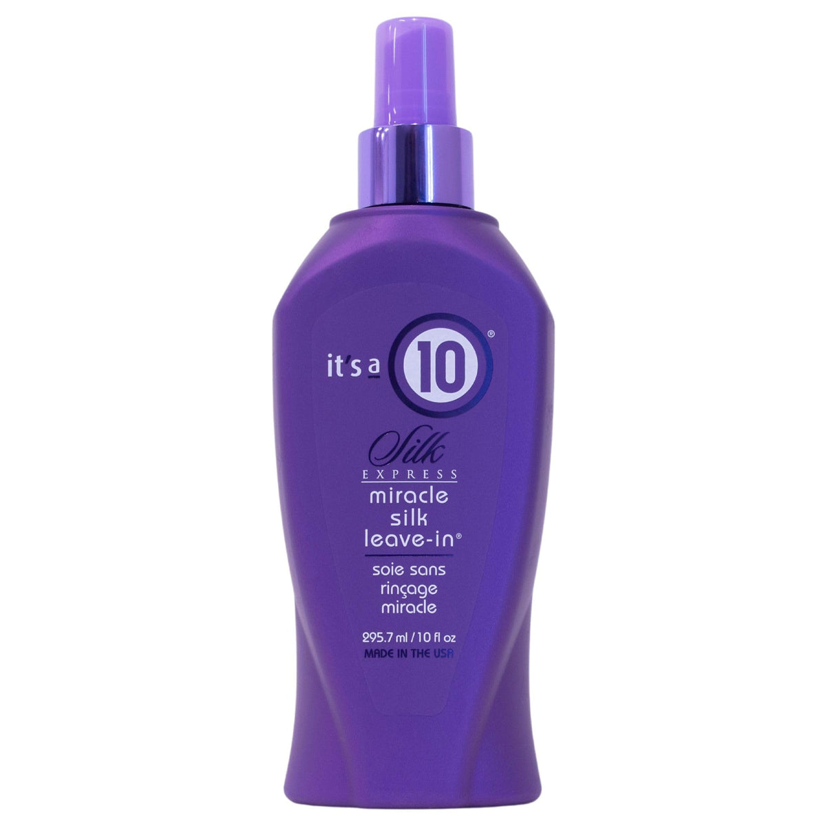 It's A 10 Silk Express Miracle Silk Leave-In bottle demonstrates lightweight detangling and hydration.