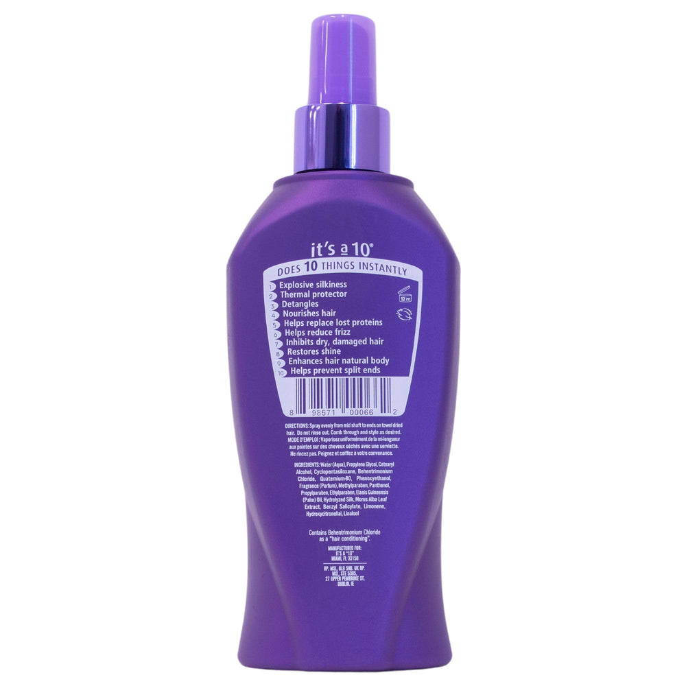 It's A 10 Silk Express Miracle Silk Leave-In on hair shows silky texture and frizz control.