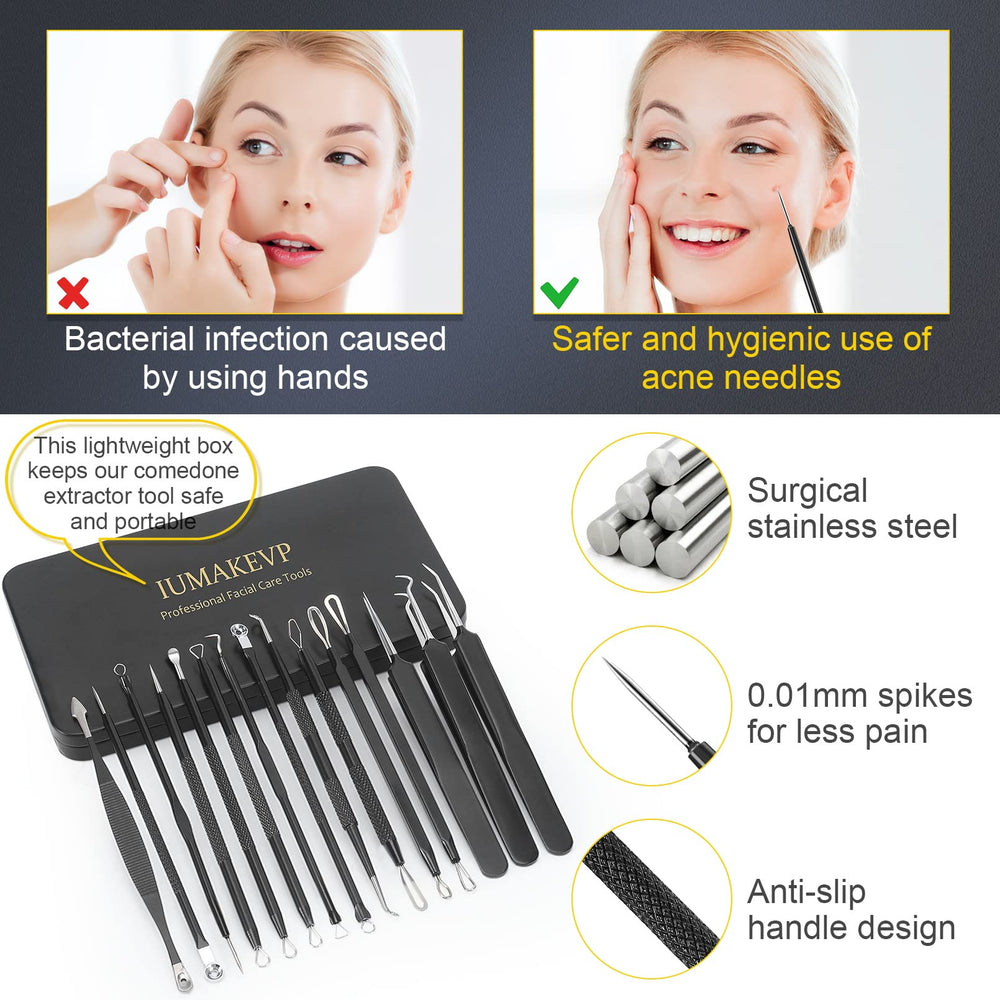 IUMAKEVP comedone extractor and tweezers for targeted removal