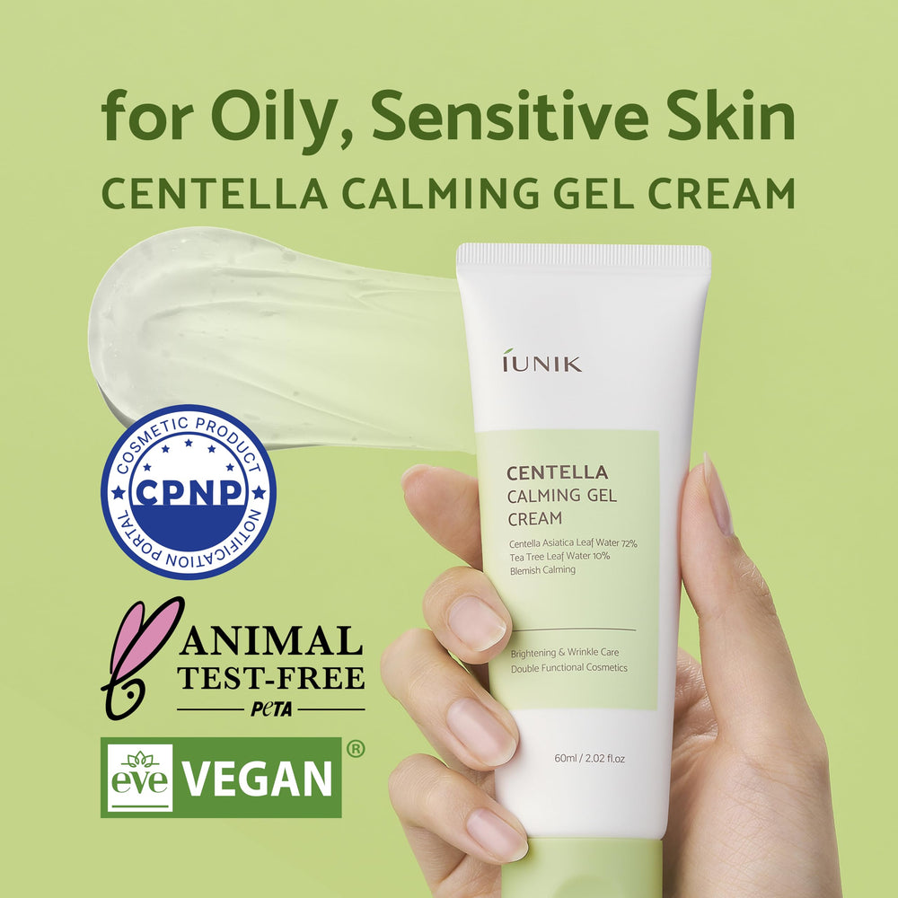 Gel texture of IUNIK Centella 70% Calming Gel Cream for quick absorption.