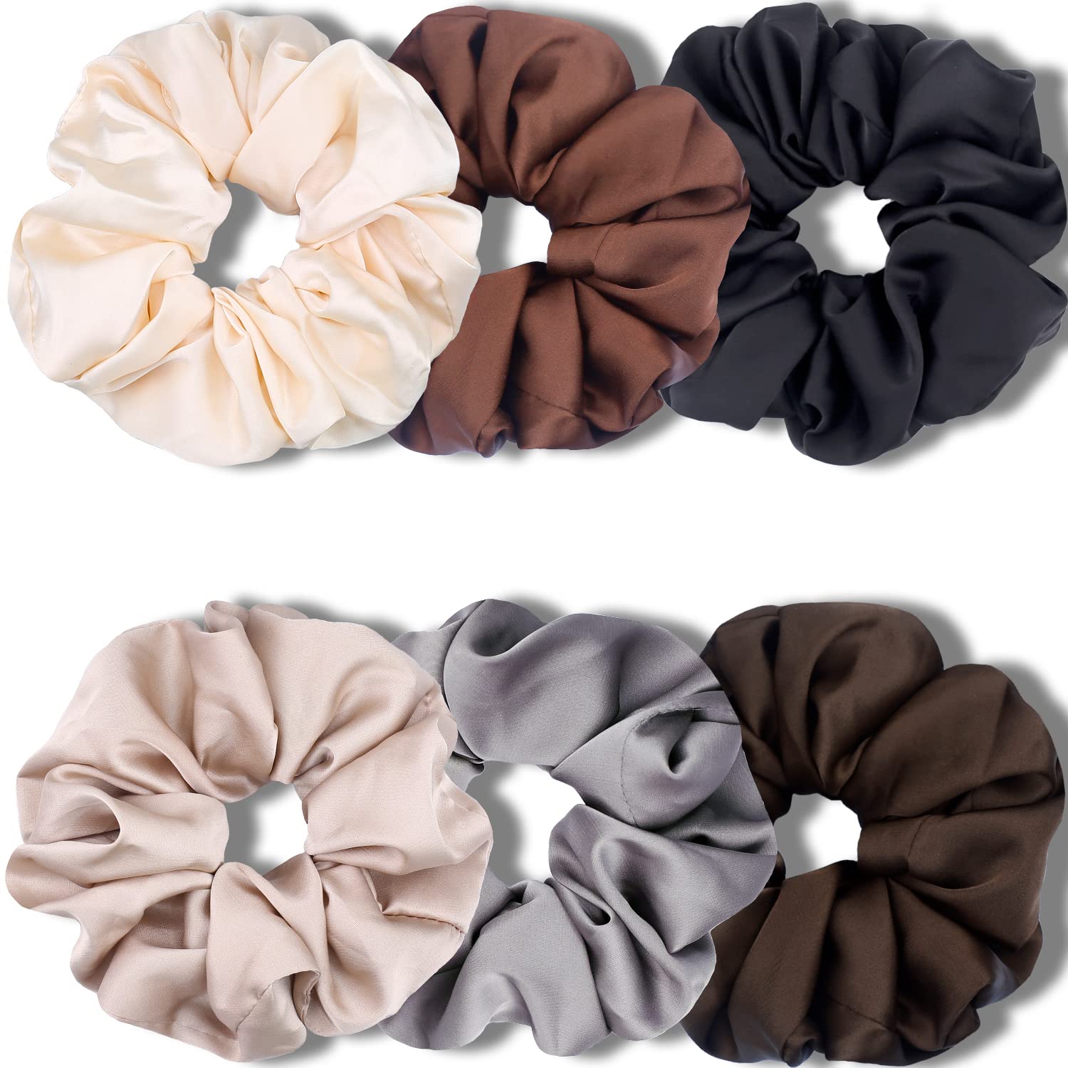 IVARYSS Big Scrunchies in solid colors, six-pack for daily wear and versatile styling.