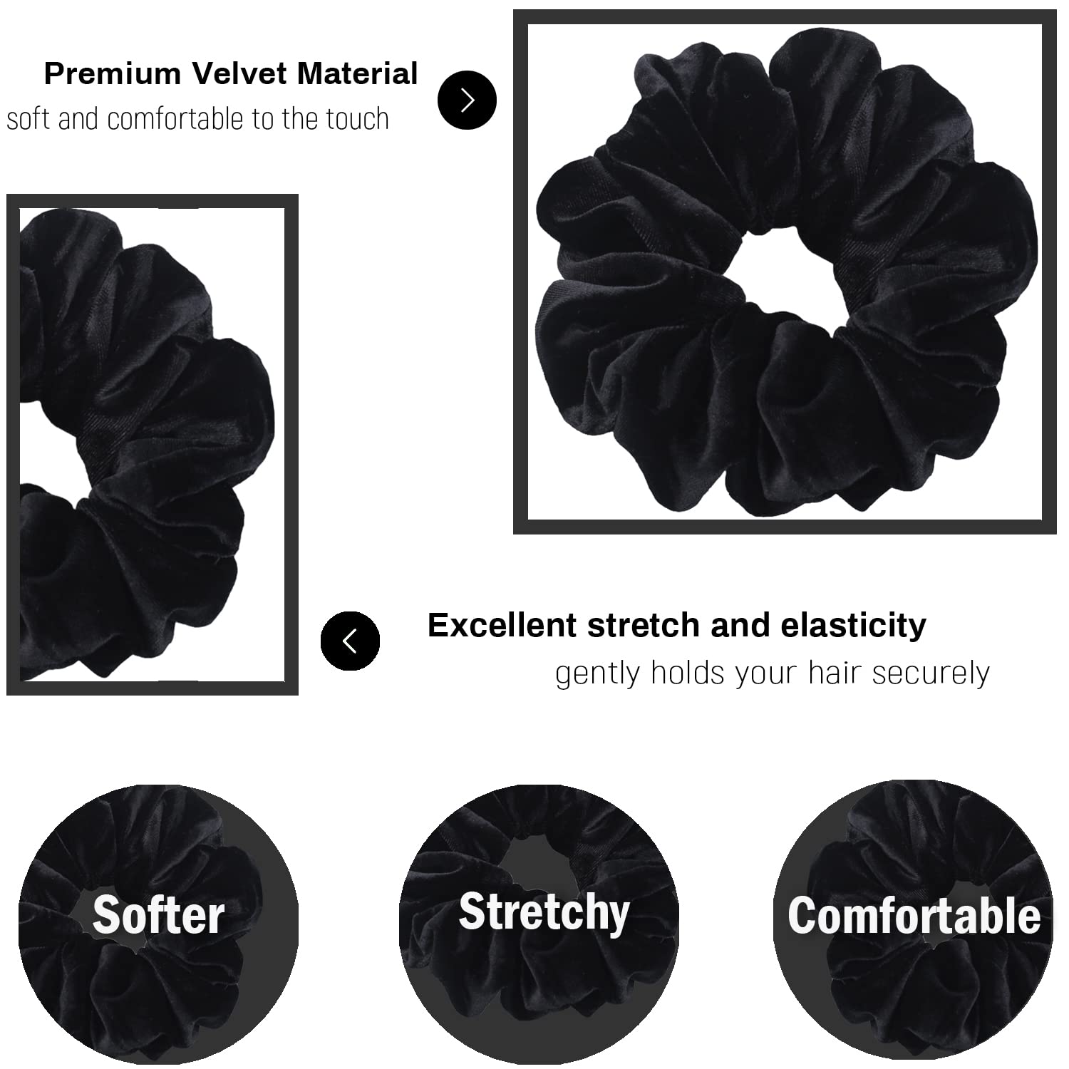 IVARYSS coletero de terciopelo negro XL, resistente para recogidos rápidos.