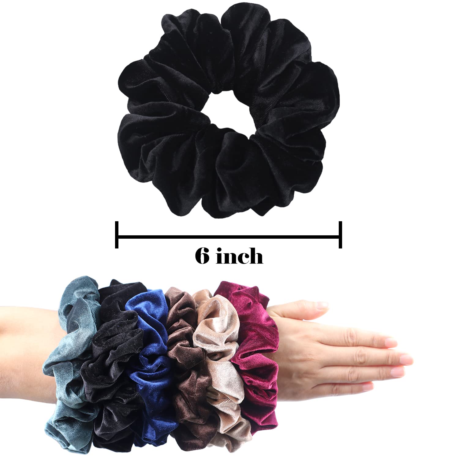 IVARYSS pack de 4 coleteros terciopelo negro XL, regalo práctico.