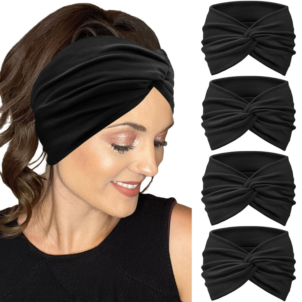 IVARYSS extra-wide black headband with non-slip grip for all-day wear.