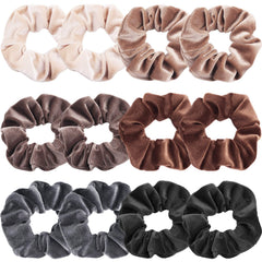 IVARYSS gomitas pelo terciopelo neutro paquete 12, ideales para peinados diarios sin tirar del cabello.