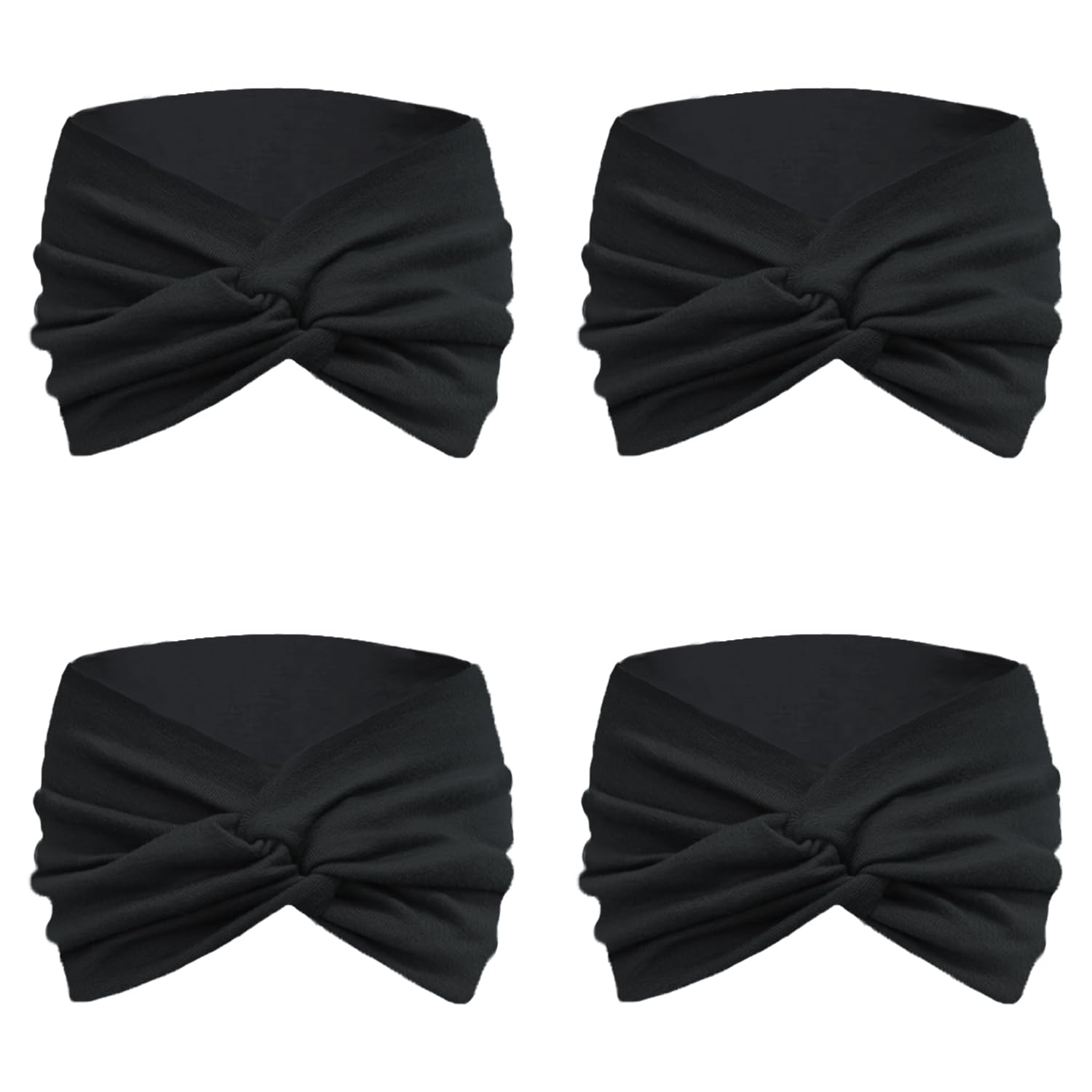 IVARYSS twist-knotted black headband secure during workouts.